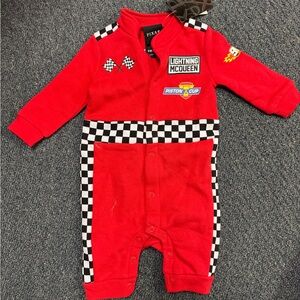 Disney Pixar Cars Lightning McQueen Red Checkered Kids One Piece